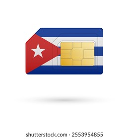 Flag of Cuba. Vector illustration of SIM Card with flag on white background