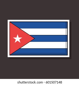 Flag of Cuba. Vector sticker design