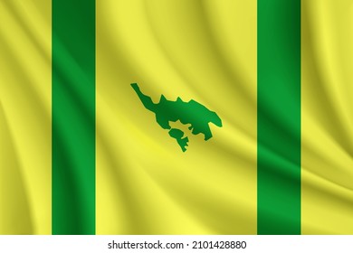 Flag of Culebra, Puerto Rico. Realistic waving flag of Culebra vector background.