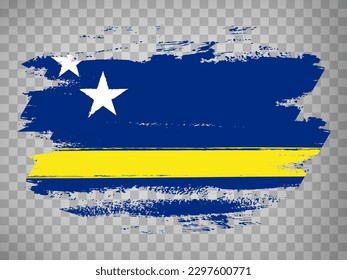 Flag of  Curacao brush stroke background.  Flag Curacao  on transparent background for your design, app, UI.  Stock vector. EPS10.