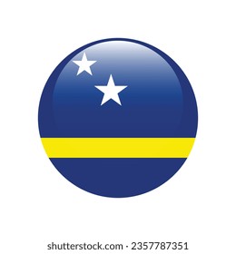 La bandera de Curacao. Icono de indicador de botón. Color estándar. Indicador de icono de círculo. 3 quinquies ilustración. Ilustración del equipo. Ilustración digital. Ilustración vectorial.