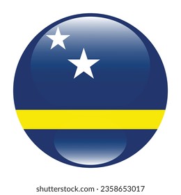 The flag of Curacao. Button flag icon. Standard color. Circle icon flag. 3d illustration. Computer illustration. Digital illustration. Vector illustration.