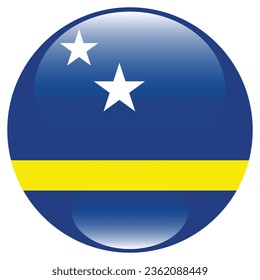 The flag of Curacao. Button flag icon. Standard color. Circle icon flag. 3d illustration. Computer illustration. Digital illustration. Vector illustration.