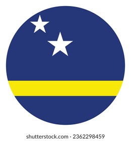 La bandera de Curacao. Icono de indicador de botón. Color estándar. Indicador de icono de círculo. Ilustración del equipo. Ilustración digital. Ilustración vectorial.