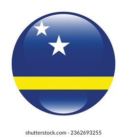 The flag of Curacao. Button flag icon. Standard color. Circle icon flag. 3d illustration. Computer illustration. Digital illustration. Vector illustration.