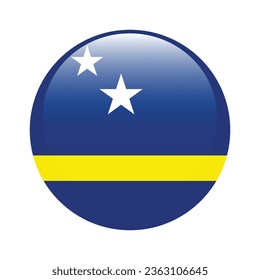 La bandera de Curacao. Icono de indicador de botón. Color estándar. Indicador de icono de círculo. 3 quinquies ilustración. Ilustración del equipo. Ilustración digital. Ilustración vectorial.