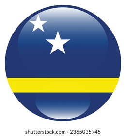 The flag of Curacao. Button flag icon. Standard color. Circle icon flag. 3d illustration. Computer illustration. Digital illustration. Vector illustration.