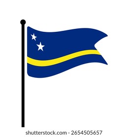Bandeira de Curaçao. Bandeira de Curaçao computador digital vetor ilustração ícone design. Bandeira de mastro flutuante.