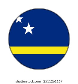 The flag of Curacao. Flag icon. Standard color. Round flag. Computer illustration. Digital illustration. Vector illustration.