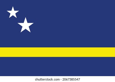 Flag Of Curacao Is A Lesser Antilles Island Country In The Southern Caribbean Sea. Vector Illustration