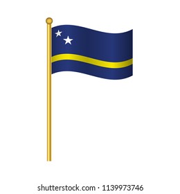 Flag of Curacao ,Curacao flag official colors and proportion correctly,Curacao  flag waving isolated Vector illustration eps10.