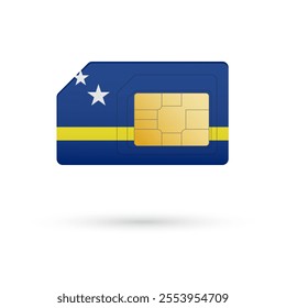 Flag of Curacao. Vector illustration of SIM Card with flag on white background