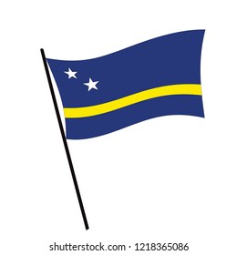 Flag of Curacao , Curacao flag waving isolated vector illustration