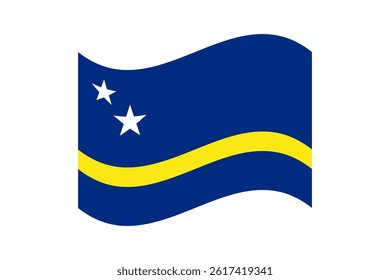 Flag of Curacao. Curacao wavy flag digital vector illustration. Fluttering flag.