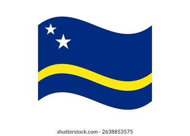 Flag of Curacao. Curacao wavy flag digital vector illustration. Fluttering flag.