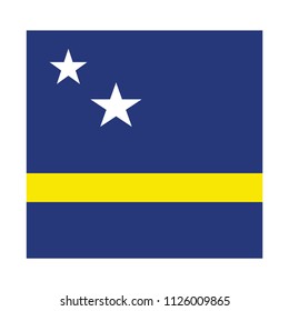 Flag of Curacao,Curacao flag Vector Square Icon - Illustration, Flag of Curacao. Abstract concept, icon, square, button. Raster illustration on white background.