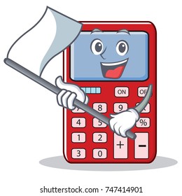 With flag cute calculator character cartoon