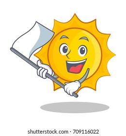 With flag cute sun character cartoon