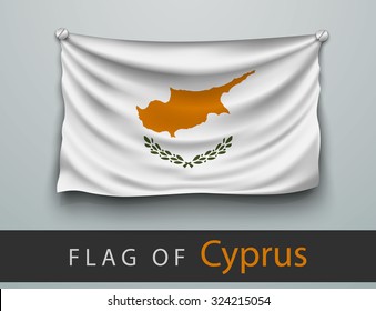 FLAG OF cyprus battered, hung on the wall, screwed screws