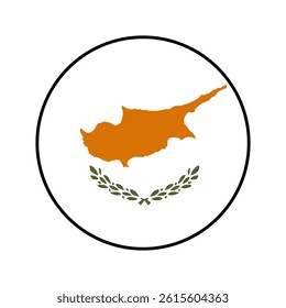 Flag of Cyprus. Black edge. Cyprus circle flag logo icon computer vector illustration design.