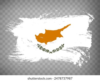 Flag Cyprus brush stroke background.  Waving Flag of  Cyprus on transparent backrgound for your web site design, app, UI.  Stock vector. EPS10.