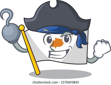 Flag cyprus cartoon style as a one hand Pirate