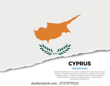 Flag of Cyprus. Creative Torn Paper Edge Effect on Transparent Background with jagged irregularities. A three-dimensional appearance with realistic shadows, as it if had been ripped to reveal a white surface beneath