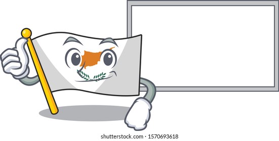 Flag cyprus Cute character Thumbs up with board