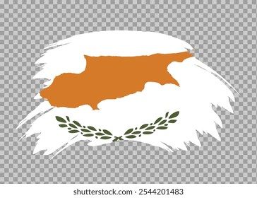 Bandeira de Chipre com efeito de pincel de traço de tinta aflita em plano de fundo isolado