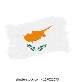 Flag of Cyprus, Grunge Abstract Brush Stroke Isolated On A White Background. Vector Illustration. National Flag In Grungy Style. Use For Brochures, Printed Materials, Logos, Independence Day