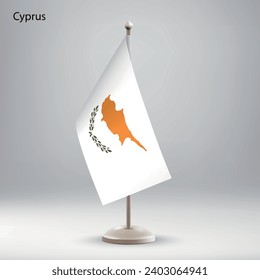 Flag of Cyprus hanging on a flag stand. Usable for summit or conference presentaiton