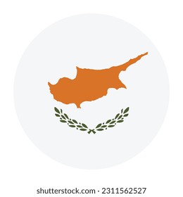 The flag of Cyprus. Flag icon. Standard color. Round flag. Computer illustration. Digital illustration. Vector illustration.