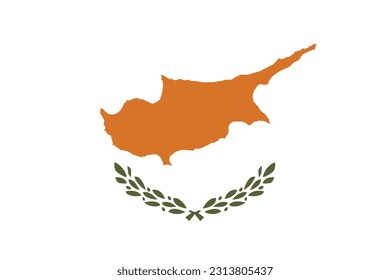 The flag of Cyprus. Flag icon. Standard color. Standard size. Rectangular flag. Computer illustration. Digital illustration. Vector illustration.