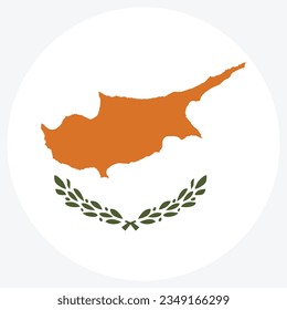 La bandera de Chipre. Icono de marca. Color estándar. Indicador de icono de círculo. Ilustración del equipo. Ilustración digital. Ilustración vectorial.