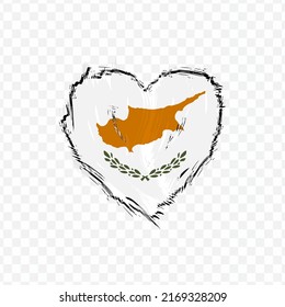 Bandera de Chipre en pincel de textura de amor con fondo transparente, ilustración vectorial en archivo eps