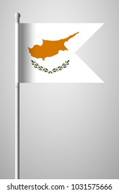 Flag of Cyprus. National Flag on Flagpole. Isolated Illustration on Gray Background