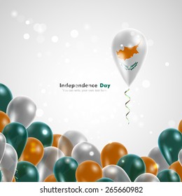 Flag of Cyprus on balloon. Celebration and gifts. Ribbon in the colors are twisted. Independence Day. Balloons on the feast of the national