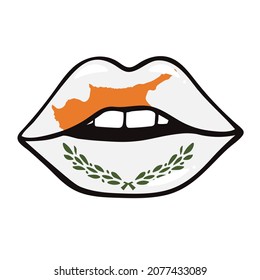 The flag of Cyprus on the lips. Vector illustration national flag to Independence Day on the lips of Cyprus. 