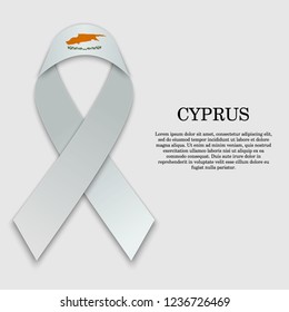 Flag of Cyprus on stripe ribbon isolated on white background. Template for independence day