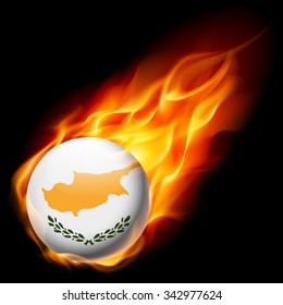 Flag of Cyprus as round glossy icon burning in flame