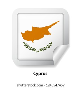Flag of Cyprus. Round glossy sticker