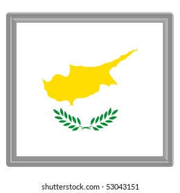 Flag of Cyprus with silver frame