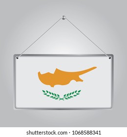 Flag of Cyprus. The symbol of the state in the pennant hanging on the rope, rectangle hanging. Vector Illustration EPS10.