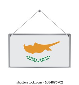 Flag of Cyprus. The symbol of the state in the pennant hanging on the rope, 
rectangle hanging. Vector Illustration EPS10. White Background.