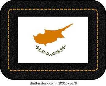 Flag of Cyprus. Vector Icon on Black Leather Backdrop. Aspect Ratio 2:3