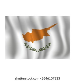 Bandeira de Chipre ondulada flui ao vento, com dobras 3d
