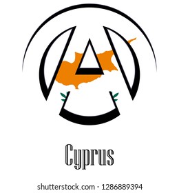 Flag of Cyprus of the world in the form of a sign of anarchy, which stands for freedom and equality of people.