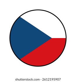 Flag of Czech. Black edge. Czech circle flag logo icon computer vector illustration design.