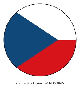 Flag of Czech. Black edge. Czech circle flag logo icon computer vector illustration design.