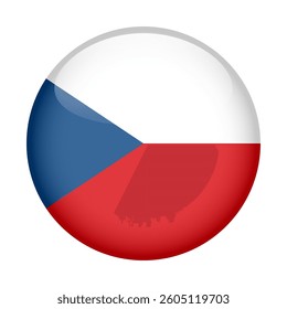 flag of Czech, button round glossy icon